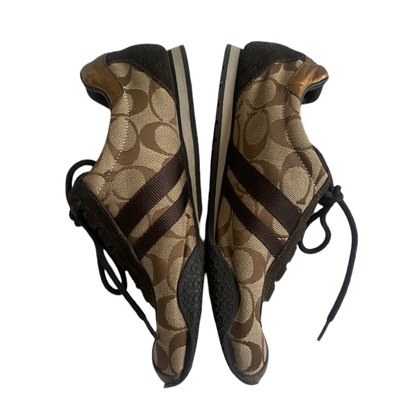COACH brown & gold sneakers. - Picture 1 of 8